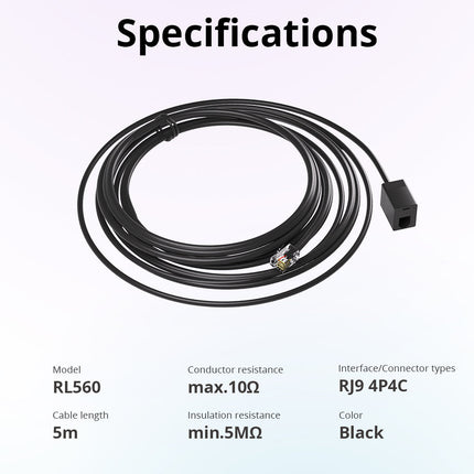 RL560 SONOFF RL560 5M Sensor Extension Cable for RJ9 4P4C Sensor
