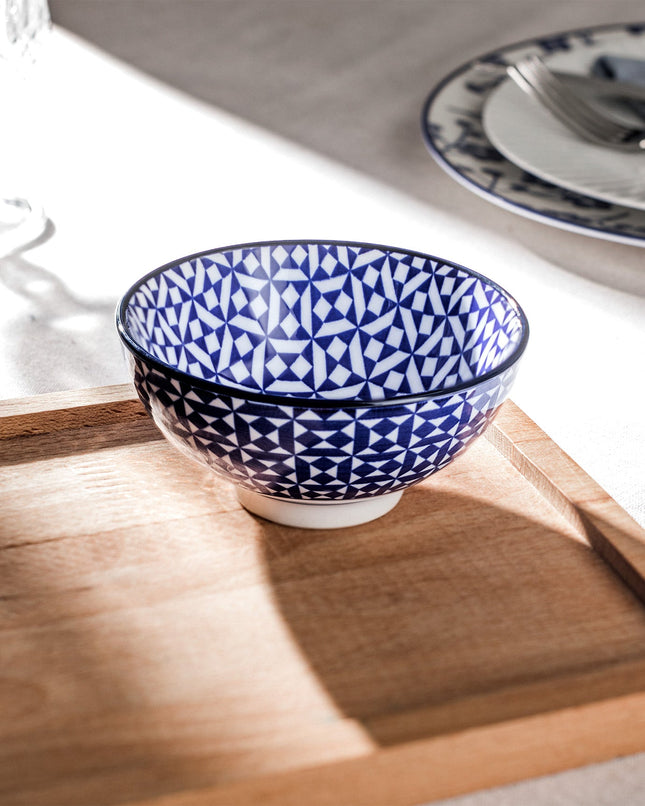 Rêve Bleu Nancy Blue Bone China Bowl with Ethnic Handle
