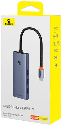 موزع منافذ باسوس الترا جوي (Baseus UltraJoy) نظام 7 في 1 - منفذ USB-C إلى HDMI 4K و VGA - شحن سريع 100 واط PD - عدد 4 منافذ USB 3.0 عالية السرعة