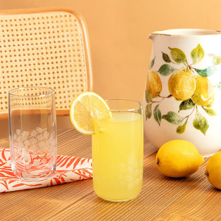 Musette White Leaves Beverage Glass Set - 4 Piece