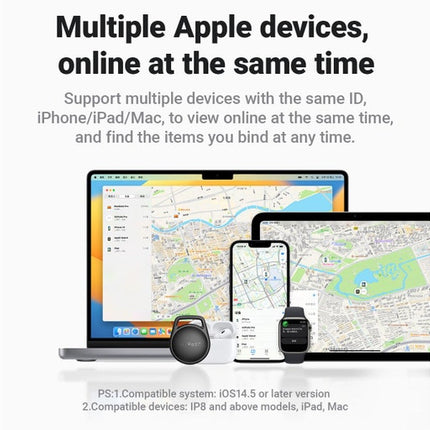 Acefast T8 Smart Bluetooth Tracker, Apple Find My Compatible (MFi), Anti-Lost Key Finder & Bag Tracker, Global Positioning & Siri Support - Black
