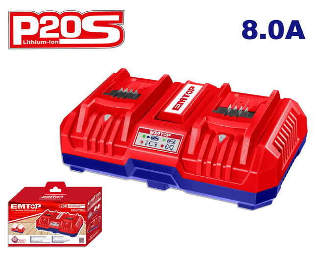 EMTOP EFCR2082 P20S Dual-Port Fast Intelligent Charger 
