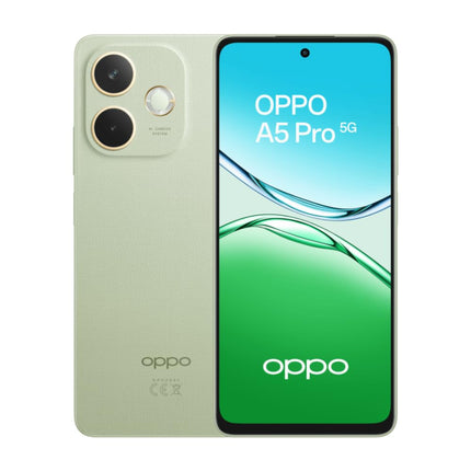 هاتف أوبو (OPPO) موديل A5 Pro 5G - سعة 256 جيجابايت - رام 8 جيجابايت - مقاومة ماء فائقة IP69 - بطارية 5800 مللي أمبير - لون Mocha Brown و Olive Green