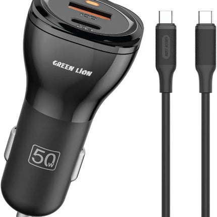 Green Lion 50W Dual Port Car Charger with USB-C Cable