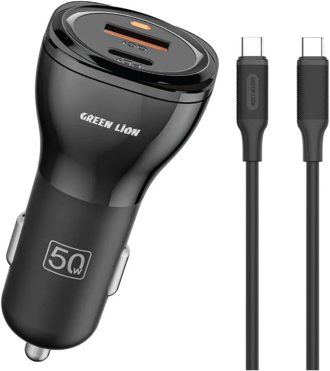 Green Lion 50W Dual Port Car Charger with USB-C Cable