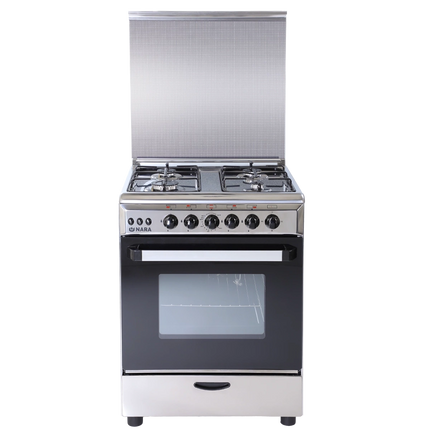 11.23.40.0006NaraNara Gas Cooker St.steel Glossy 60cm Full Safety 4 Burners Enamel Pan Support