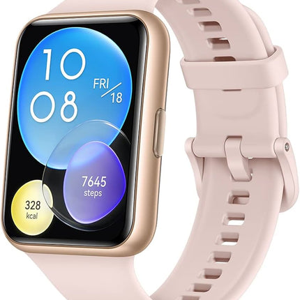 ساعة هواوي واتش فيت 2 (Huawei Watch Fit 2) الذكية، شاشة AMOLED مقاس 1.74 بوصة وميزة مكالمات البلوتوث - متوفرة باللونين الأسود والوردي