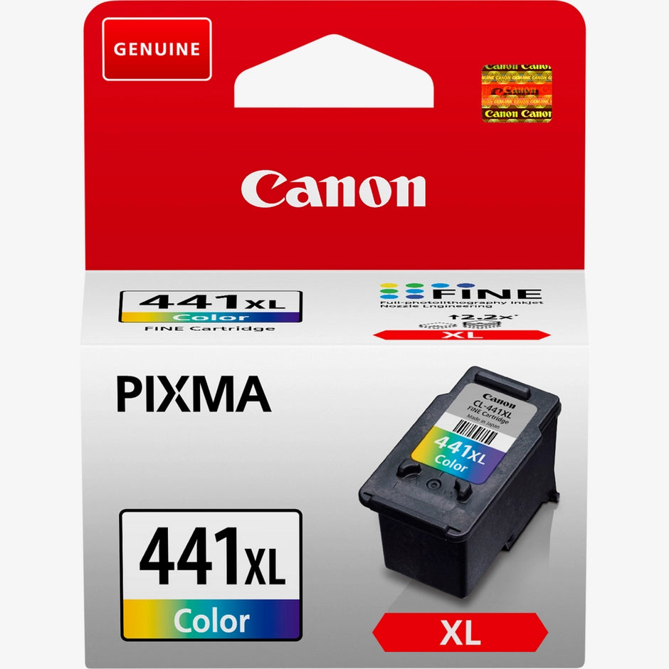 عبوة حبر كانون (Canon) أصلية ملونة عالية الإنتاجية موديل CL-441XL - ثلاثية الألوان - تقنية FINE - متوافقة مع PIXMA MG2140 و MG3140 و MG4240 و MX374 و MX514