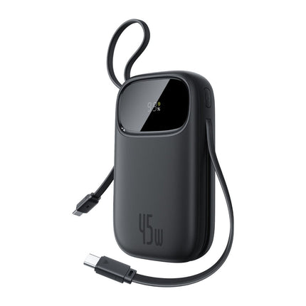 Baseus Enerfill FC31 20000mAh Power Bank - 45W Fast Charging - Dual Built-in USB-C Cables - Digital Display - Supports Laptop Charging - Black & White