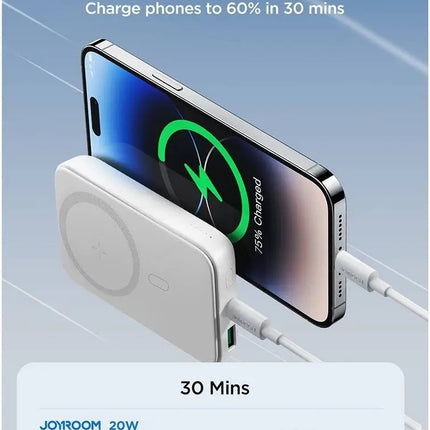 Joyroom JR‑W020 MagSafe‑Style Mini Magnetic Wireless Power Bank – 10,000 mAh, 20 W