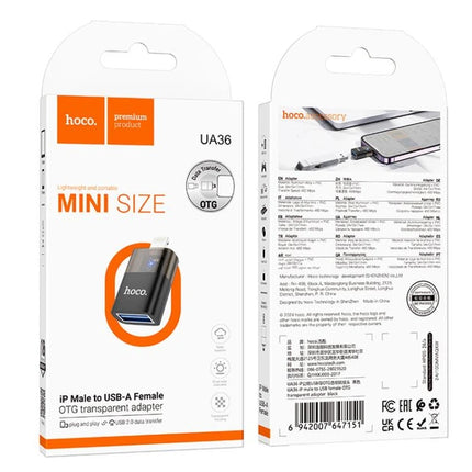 HOCO UA36 Lightning to USB OTG Adapter Transparent