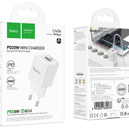 Charm PD 20W + QC3.0 Dual USB Fast Wall Charger EU