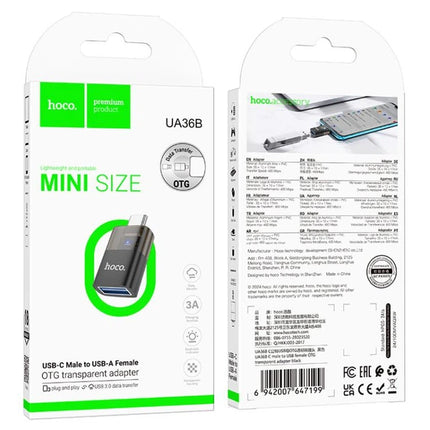 HOCO UA36B USB-C to USB-A OTG Adapter Transparent