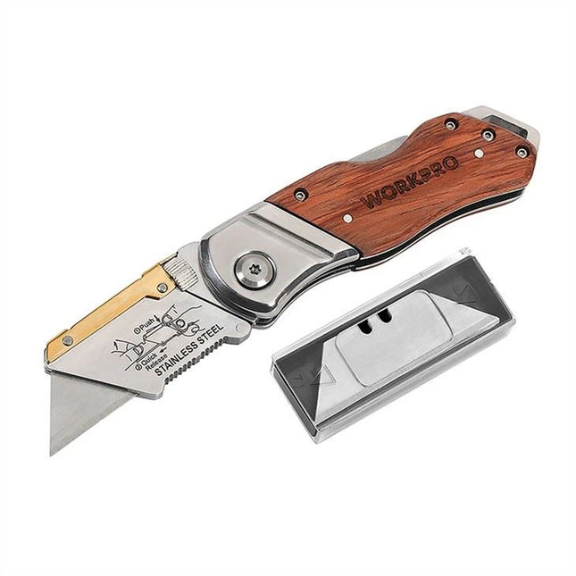 WORKPRO Wooden Quick-Change Folding Utility Knife | WP211014
