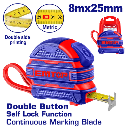 EMTOP EMTP2825M Measuring Tape 8m × 25mm