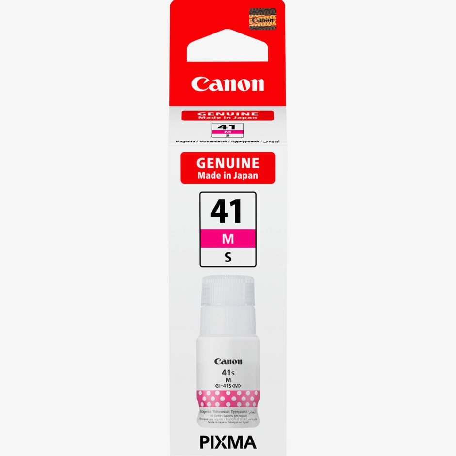 عبوة حبر كانون (Canon) أصلية موديل GI-41S - اختر اللون: أسود، أزرق، زهري (أرجواني)، أو أصفر - متوافقة مع سلسلة طابعات PIXMA G MegaTank عبوة حبر كانون (Canon) أصلية موديل GI-41S - اختر اللون: أسود، أزرق، زهري (أرجواني)، أو أصفر - متوافقة مع سلسلة طابعات PIXMA G MegaTank