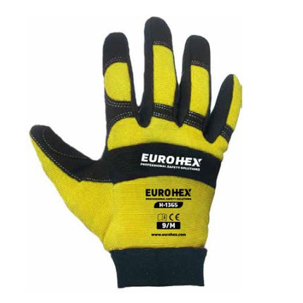 قفاز ميكانيكي من EuroHex جلد صناعي مع كف معزز | H1365