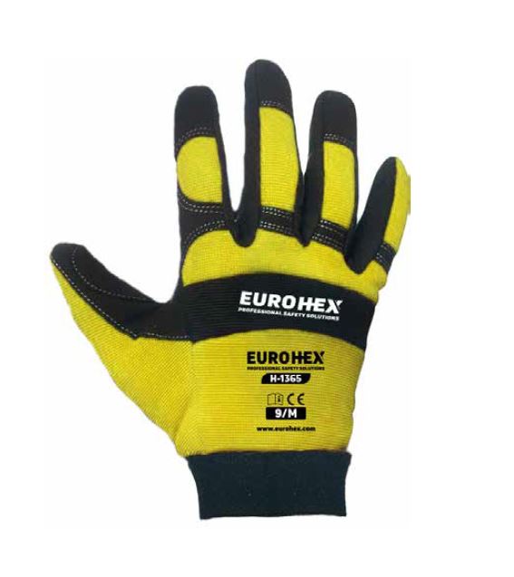 قفاز ميكانيكي من EuroHex جلد صناعي مع كف معزز | H1365