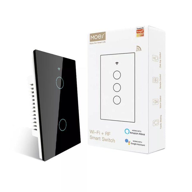 MOES - WIFI Smart Switch - 2Gang  - US Type - Black