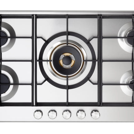 Elba Gas Hob Built-in 90 cm Steel Cast Iron Pan and a Copper Center Burner