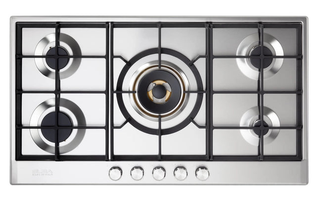 Elba Gas Hob Built-in 90 cm Steel Cast Iron Pan and a Copper Center Burner