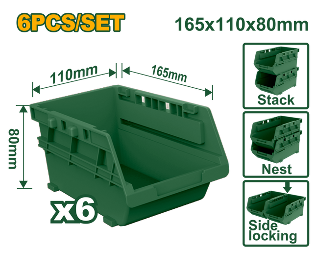  JADEVER 6‑Piece Screw Storage Bins Set