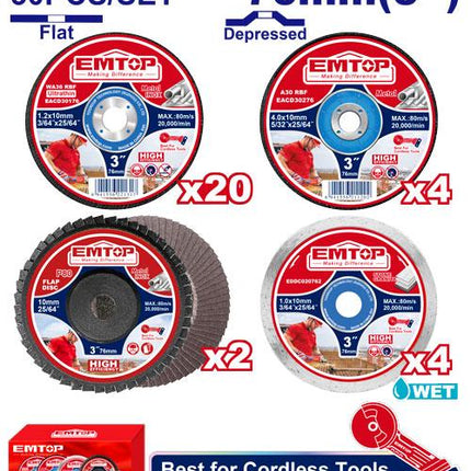 EMTOP ECGD07630 3  Cutting and Grinding Disc Set