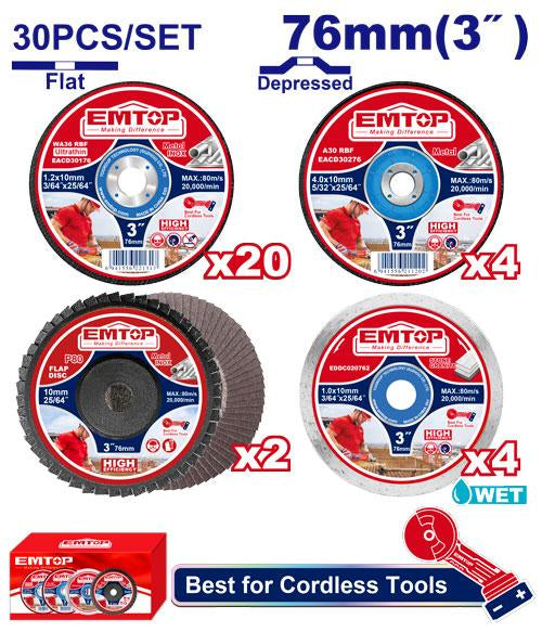 EMTOP ECGD07630 3  Cutting and Grinding Disc Set