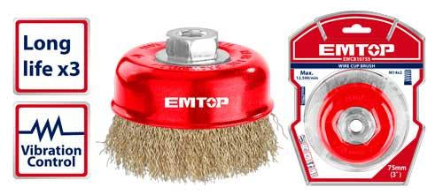 EMTOP Brass Wire Cup Brush 75mm&100mm