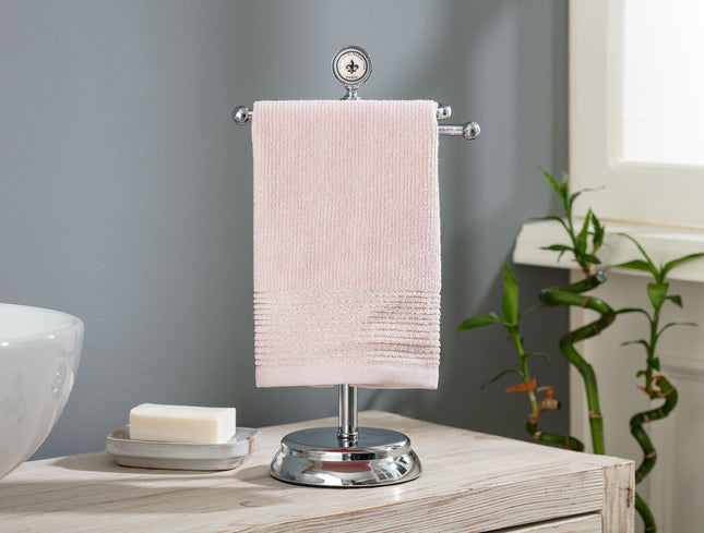 Orient Lurex Hand Towel in Powder - Premium Cotton