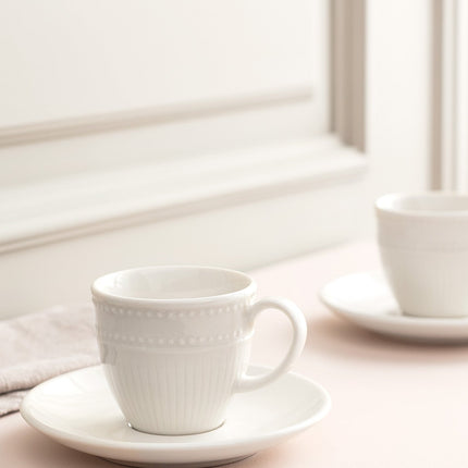 Soleil White Coffee Cup Set for Two - Elegant Design