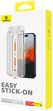 Baseus Sapphire Series Tempered Glass Screen Protector for iPhone 15, 15 Pro, and 15 Plus - 0.3mm Ultra-Thin - 9H Hardness Sapphire Coating - Full Coverage Shatter-Proof Design - Includes Precision Installation Kit