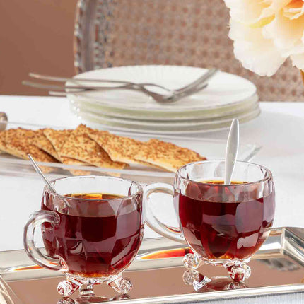 Priour 4-Piece Glass Tea Cup Set 170ml Angular Design