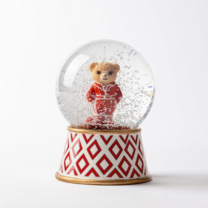 Jolie Bear Red Water Globe with Sparkling Snow Effect