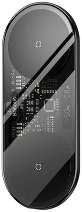 Baseus Digital LED Display Dual Wireless Charger 20W - Dual Qi Charging Pads - Real-time Power Monitoring - Ultra-Thin Transparent Design - Independent Coil Technology - Smart Power Allocation