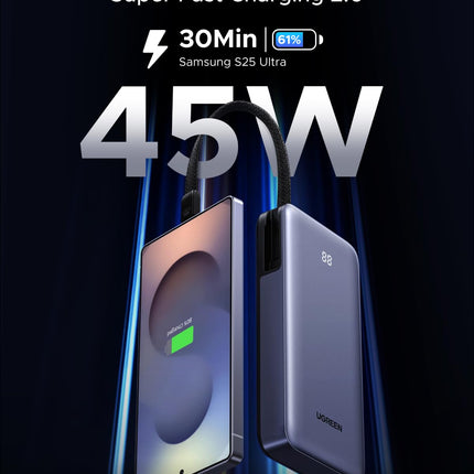 UGREEN Nexode Power Bank 20000mAh 45W Fast Charging with Built-in USB-C Cable