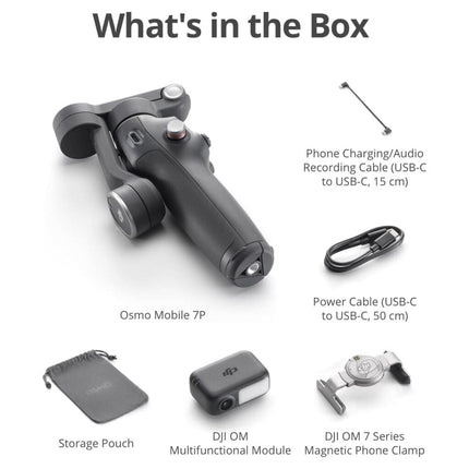 DJI Osmo Mobile 7P Smartphone Gimbal Stabilizer - Integrated Tracking Light - Built-in Mic Support - 3-Axis Stabilization - Foldable Design - Professional Vlogging Kit - Gray
