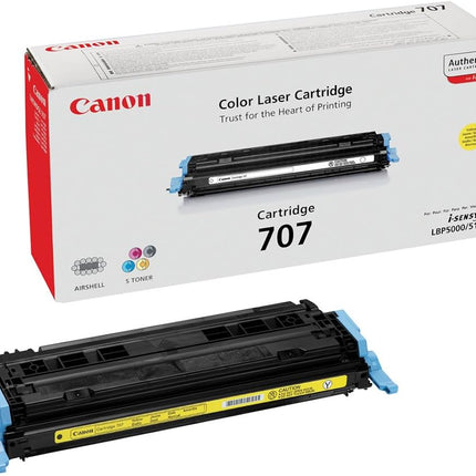 Canon 707 Yellow Genuine Toner Cartridge - Professional Color Laser Printing - High Definition Output - Compatible with i-SENSYS LBP5000 and LBP5100 - Yellow