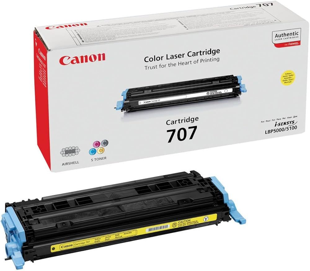 Canon 707 Yellow Genuine Toner Cartridge - Professional Color Laser Printing - High Definition Output - Compatible with i-SENSYS LBP5000 and LBP5100 - Yellow Canon 707 Yellow Genuine Toner Cartridge - Professional Color Laser Printing - High Definition Output - Compatible with i-SENSYS LBP5000 and LBP5100 - Yellow