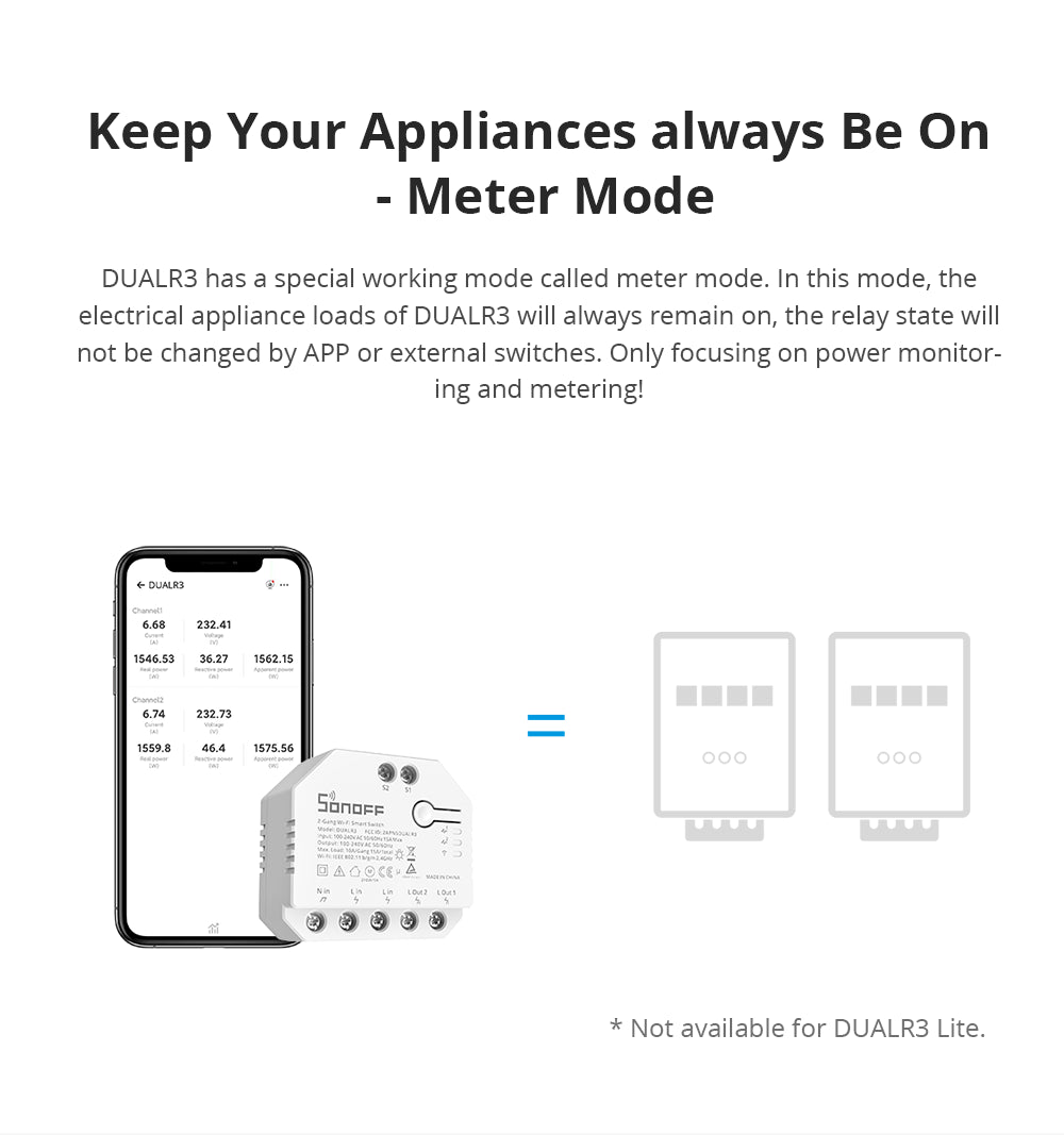 مفتاح DualR3 Lite: ذكي واي فاي مزدوج للتحكم بجهازين مفتاح DualR3 Lite: ذكي واي فاي مزدوج للتحكم بجهازين