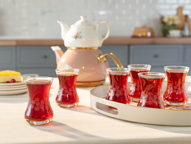 Madame Coco Lavem White Flowers 6-Piece Tea Glass Set