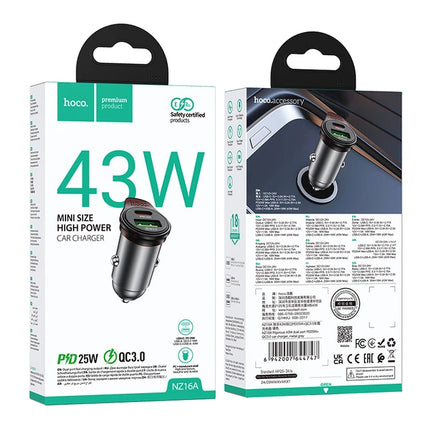 Rigorous NZ16A 43W Dual Port PD 25W Car Charger