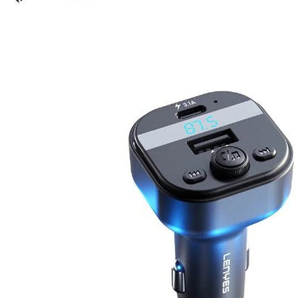 شاحن سيارة وجهاز بث لينييس (Lenyes) موديل CA812 - بلوتوث 5.3 - منفذين شحن USB و Type-C PD - ميكروفون للمكالمات - إضاءة RGB - لون أسود