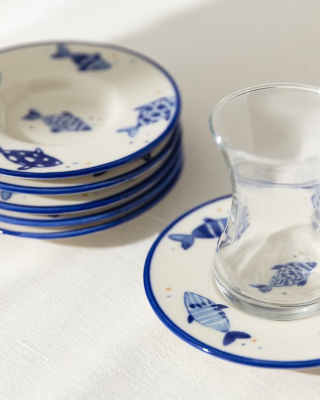 Luxe Poisson 6 Piece Tea Plate Set for Elegant Serving