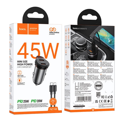 HOCO NZ16B 45W Dual USB-C PD Car Charger with Cable