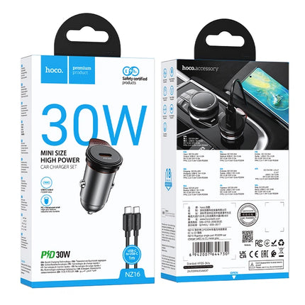 Hoco NZ16 Rigorous 30W USB-C PD Car Charger with Cable