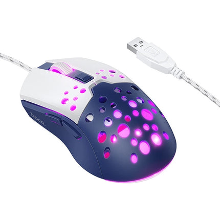 HOCO GM51 Sky Luminous Wired Gaming Mouse White Blue