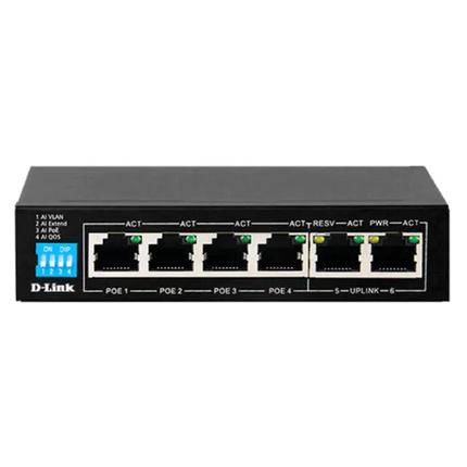 6-Port Gigabit PoE+ Switch with 4 PoE Ports and 2 Uplink Ports
