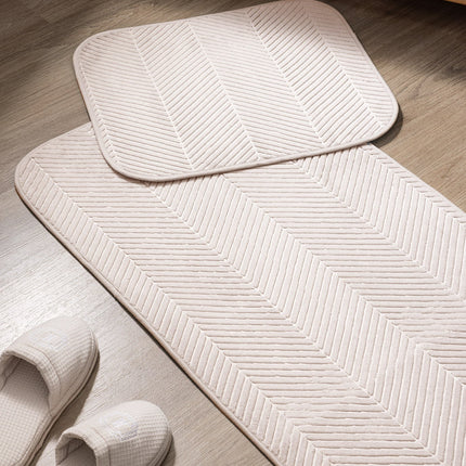Emele Beige Bath Mat Set – 2 Pack Soft Textured