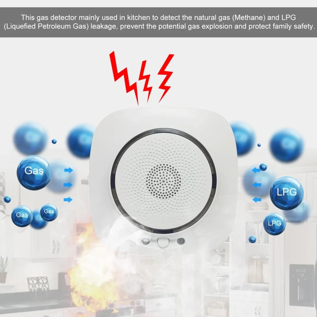 (Arabic) كاشف تسرب الغاز الذكي (WiFi) مع تنبيهات فورية للموبايل، إنذار صوتي وشاشة لعرض درجة الحرارة - أبيض (Arabic) كاشف تسرب الغاز الذكي (WiFi) مع تنبيهات فورية للموبايل، إنذار صوتي وشاشة لعرض درجة الحرارة - أبيض